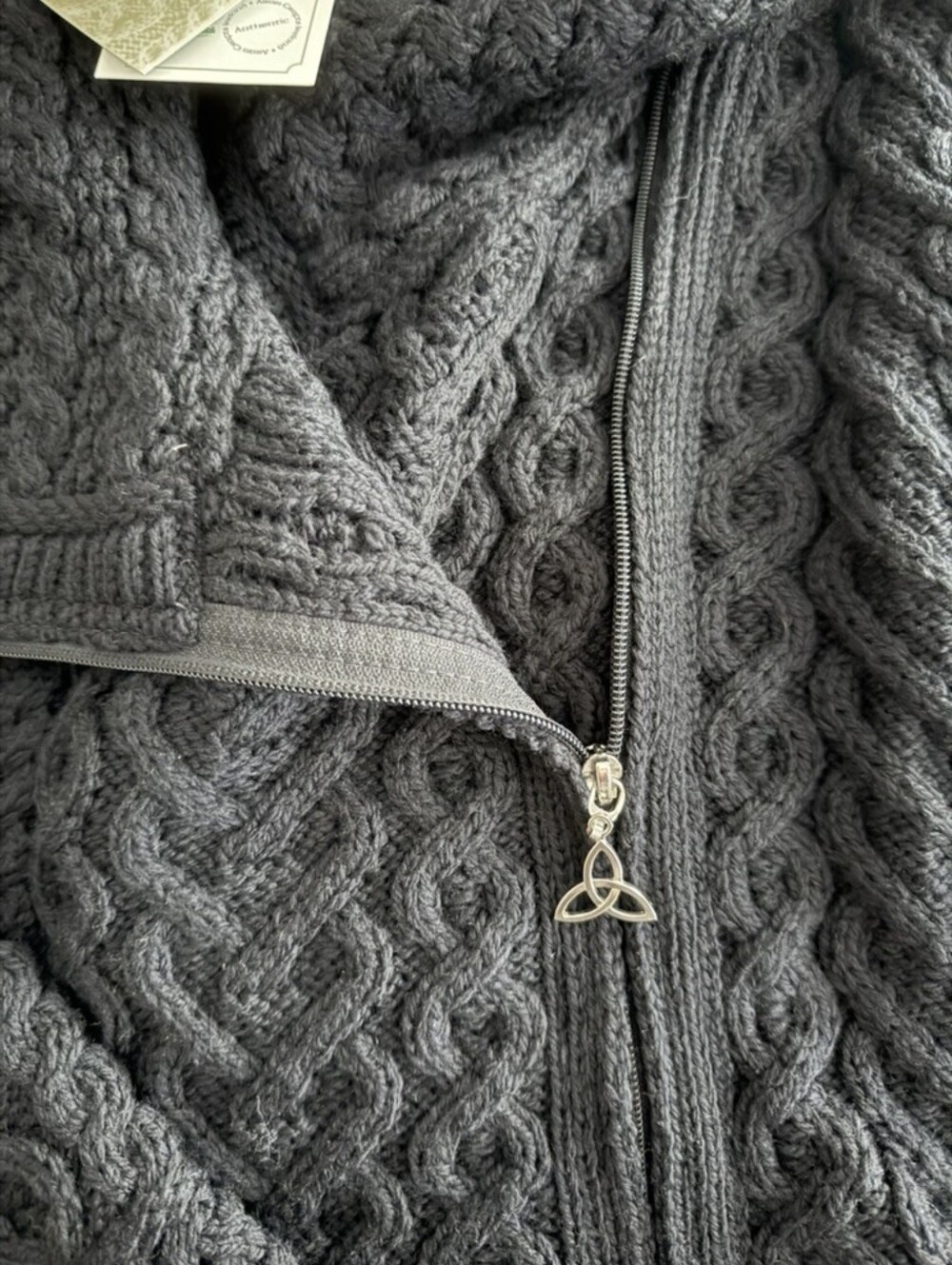 Aran Craft Hearts Zip Cardigan With Hood, NWT - Picture 3 of 7